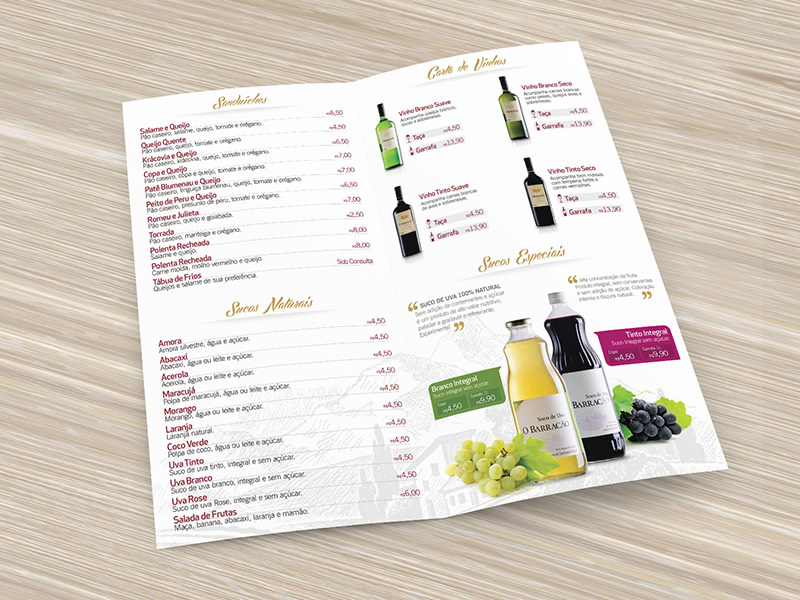 Cardápio  . O Barracão